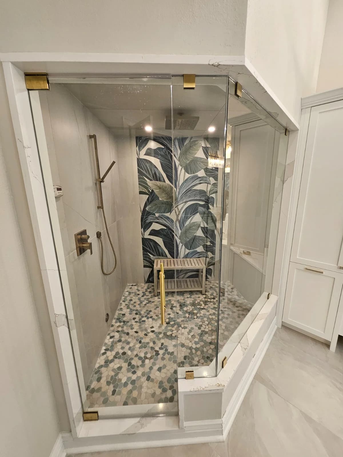 Dark Marble Walk-In Shower